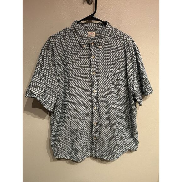 Faherty Mens XXL Short Sleeve Button Down Short Hawaiian Geometric Blue - Picture 1 of 7